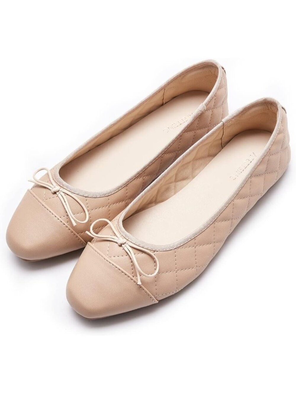 Women's B-nude Polyurethane Bow Dressy Flats Round Toe Comfortable Shoes